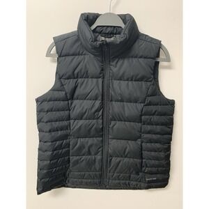 Lands End Vest Women's Large Black Quilted Down Puffer Full Zip Layer